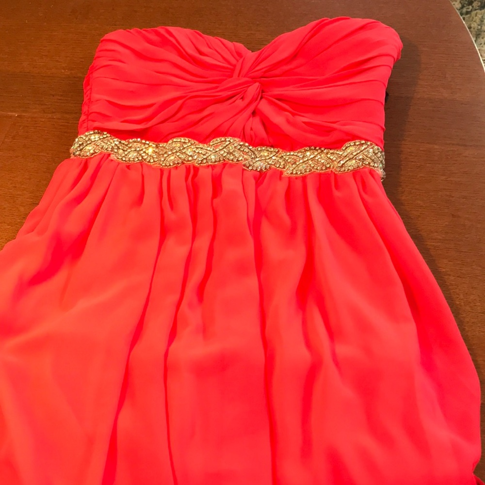 Coral Beaded Homecoming Dress